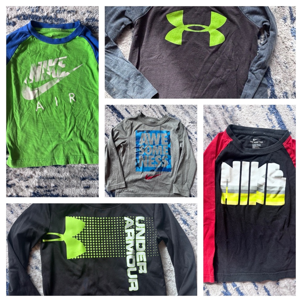 Kids (Size 4) Long-sleeved Shirt Athletic Brand Bundle (Nike/Under Armor)